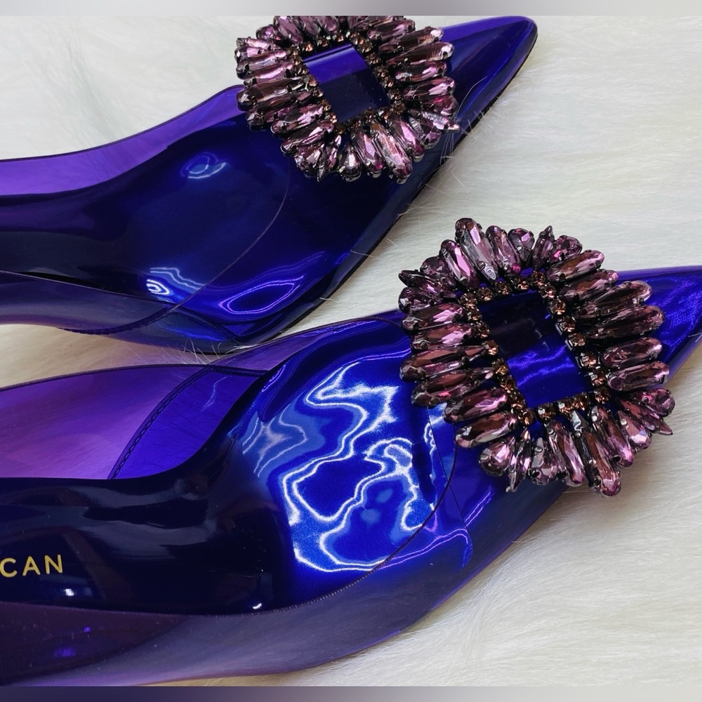 Good American Elegant Cinderella Purple Clear Pump Heels Size 7.5 New in box - Picture 9 of 9